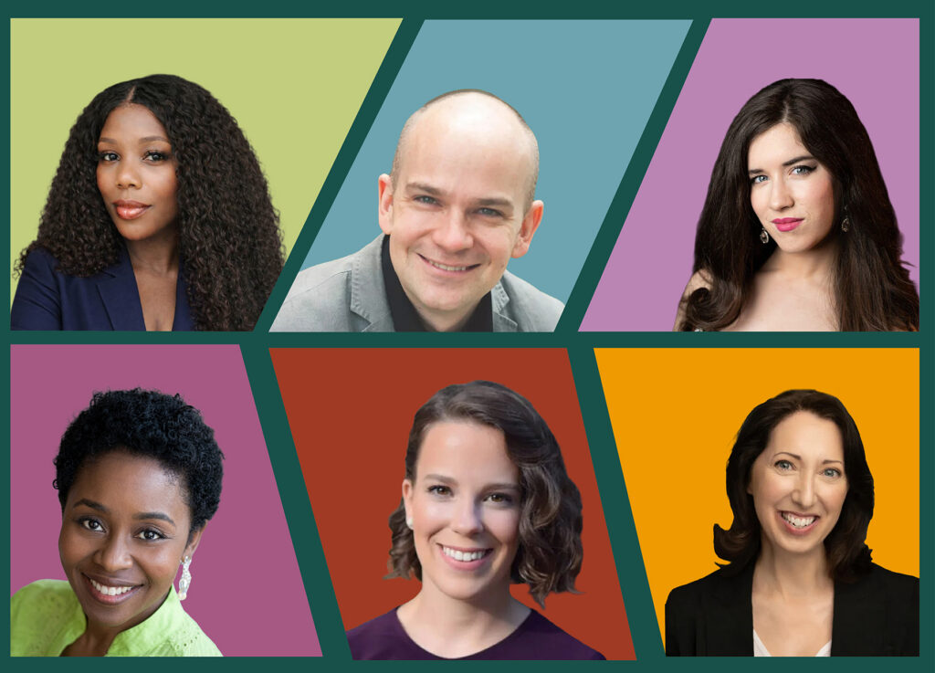 headshots of several men and women pieced together as a mosaic
